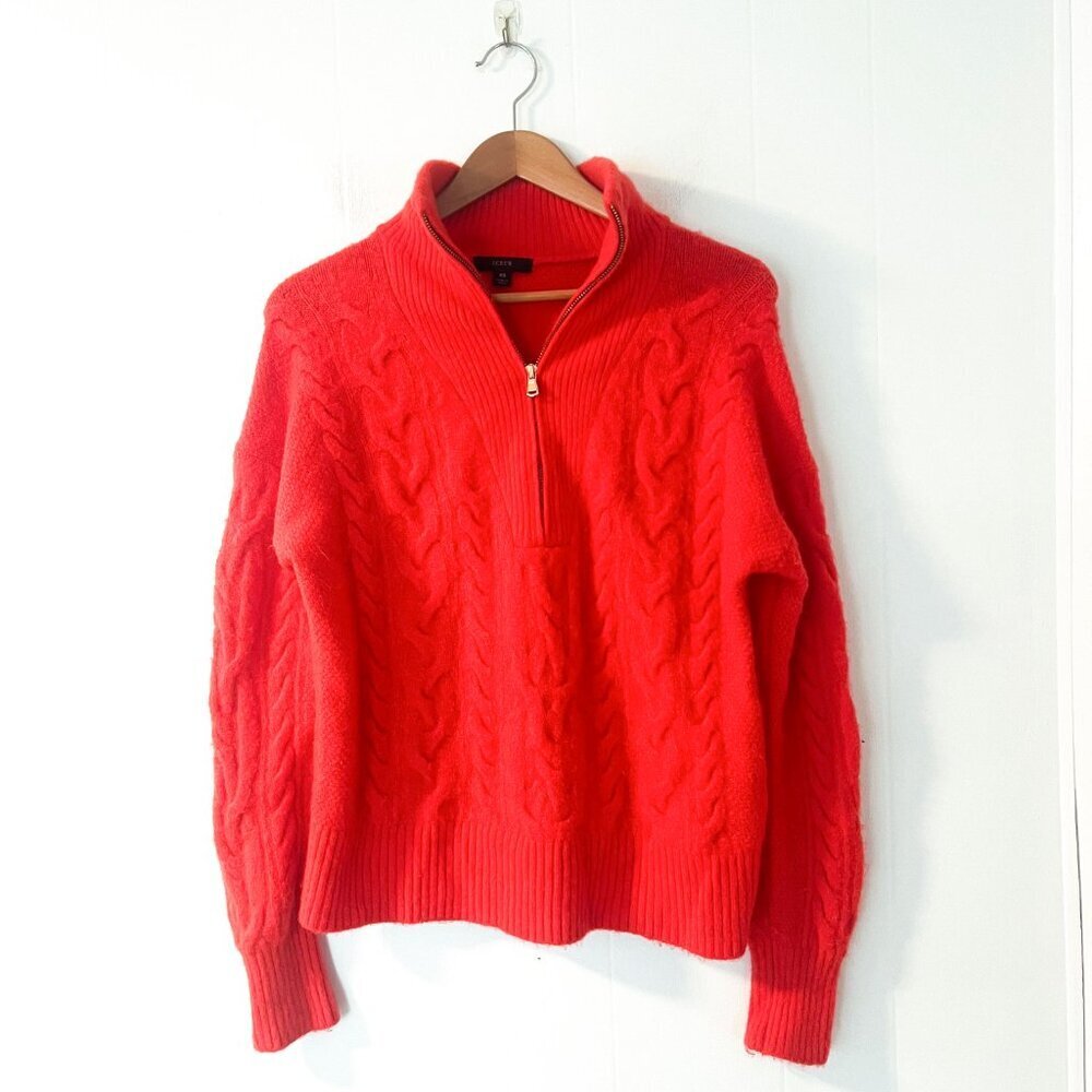 J. Crew Cable Knit Half-Zip Sweater In Supersoft Yarn - Picture 6 of 13